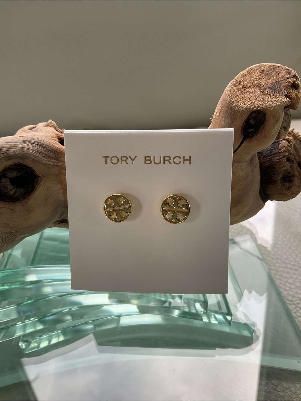 Tory Burch Gold Logo Disc Stud Earrings